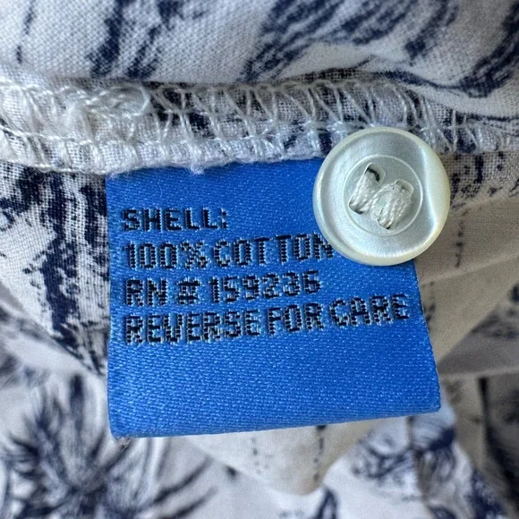 J. McLaughlin Lois Cotton Voile Toile Button Down Women XL Blue Island Preppy - Picture 8 of 10